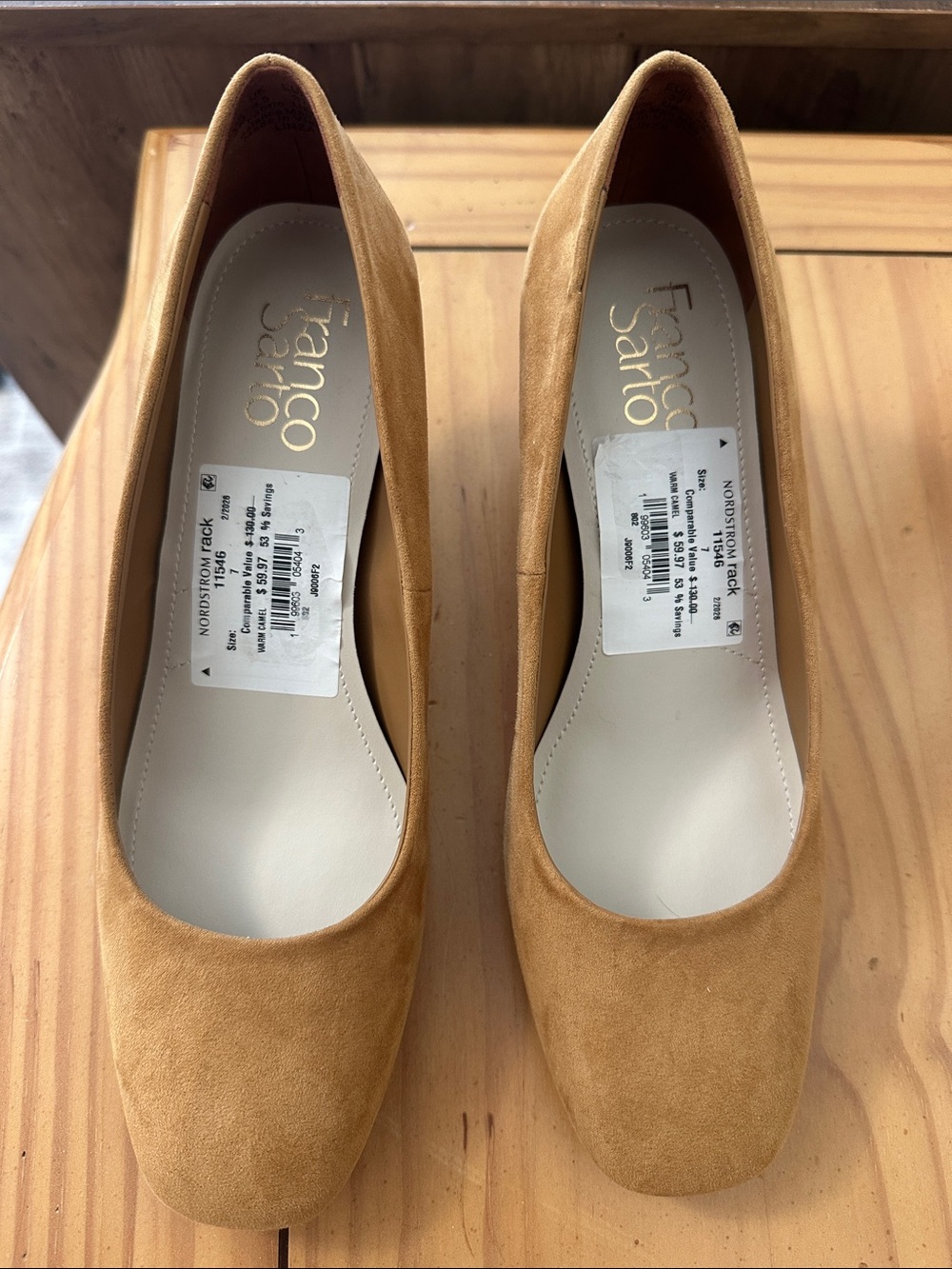 Franco Sarto Camel Suede Block Heel Pumps